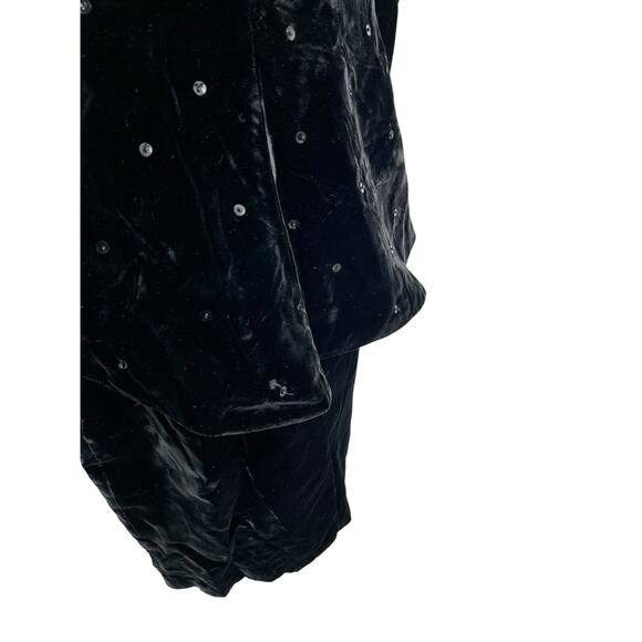 Vintage Magali Collection Black Velvet Sequin Skirt Suit Jacket Size 4 - Picture 11 of 15